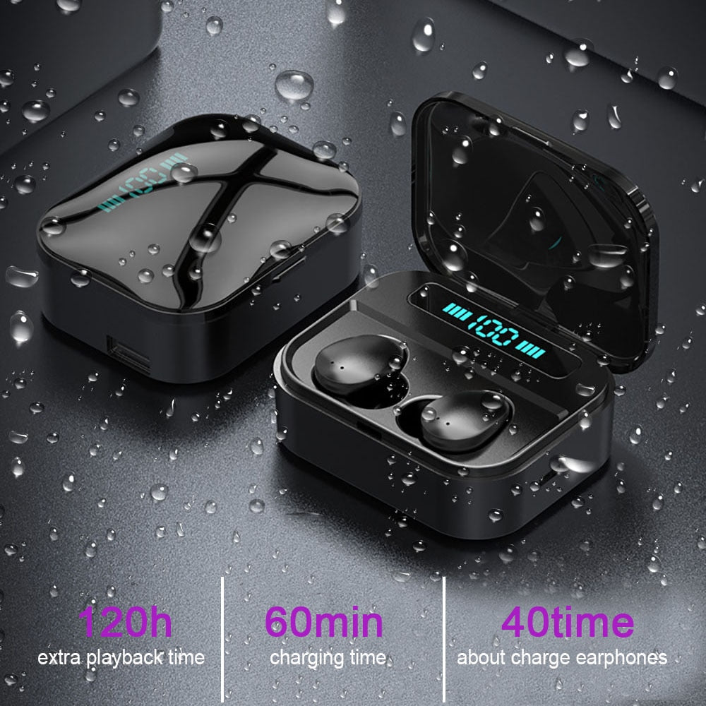 Wireless Waterproof Stereo Earbuds with CX7 Bluetooth 5.0 and 2200mah Charging Case