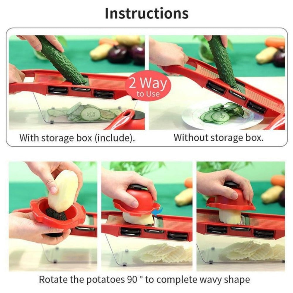 6-Blade Stainless Steel Vegetable Cutter for Effortless Slicing