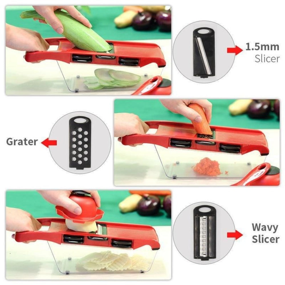 6-Blade Stainless Steel Vegetable Cutter for Effortless Slicing