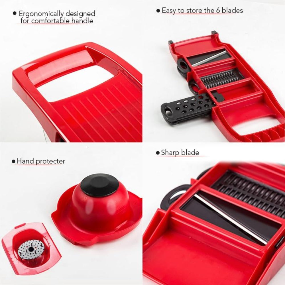 6-Blade Stainless Steel Vegetable Cutter for Effortless Slicing