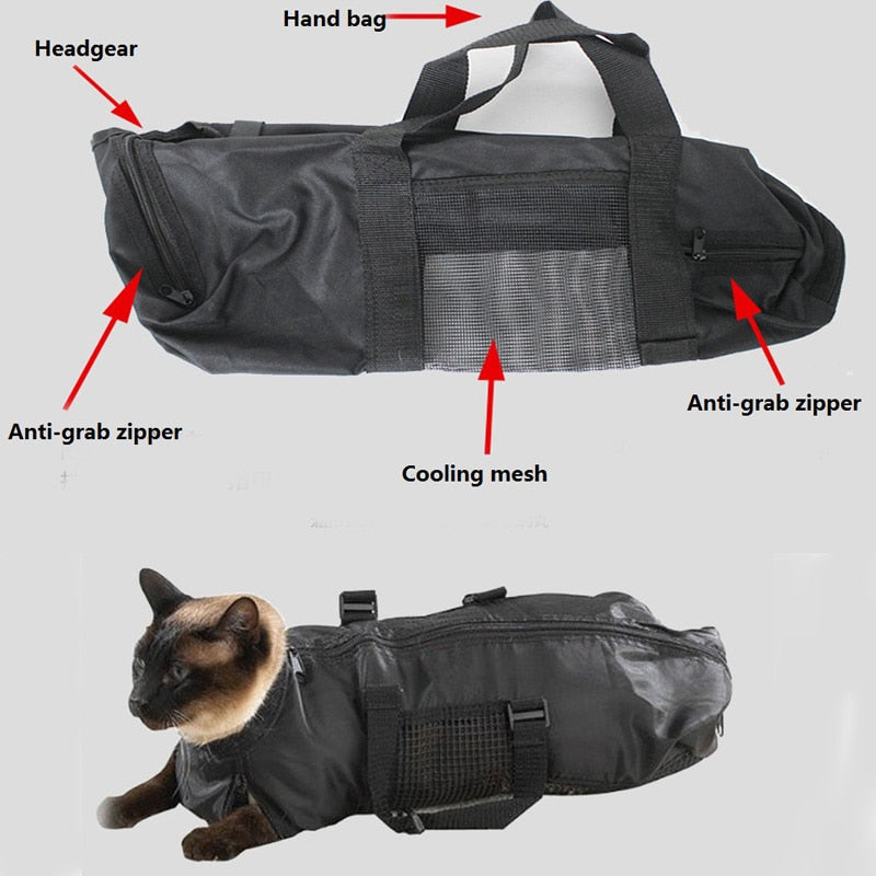 Adjustable Cat Grooming Restraint Bag - Durable and Versatile