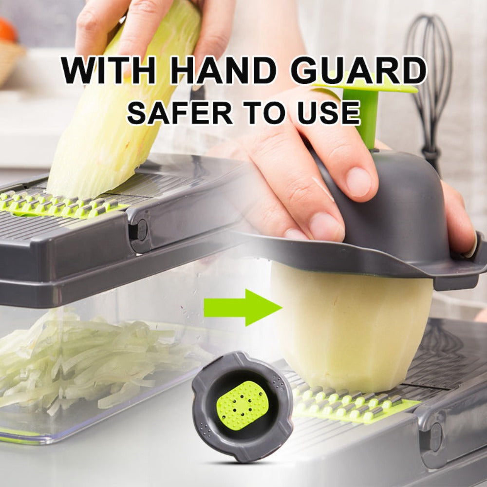 Vegetable and Fruit Slicer with Multi-Purpose Functionality and Convenient Food Storage