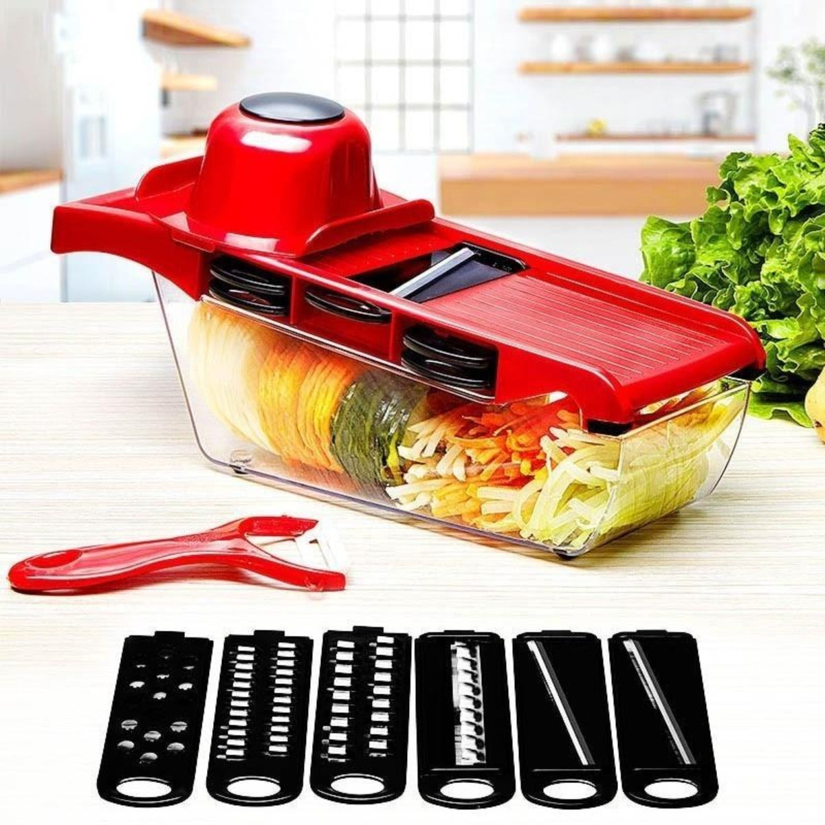 6-Blade Stainless Steel Vegetable Cutter for Effortless Slicing