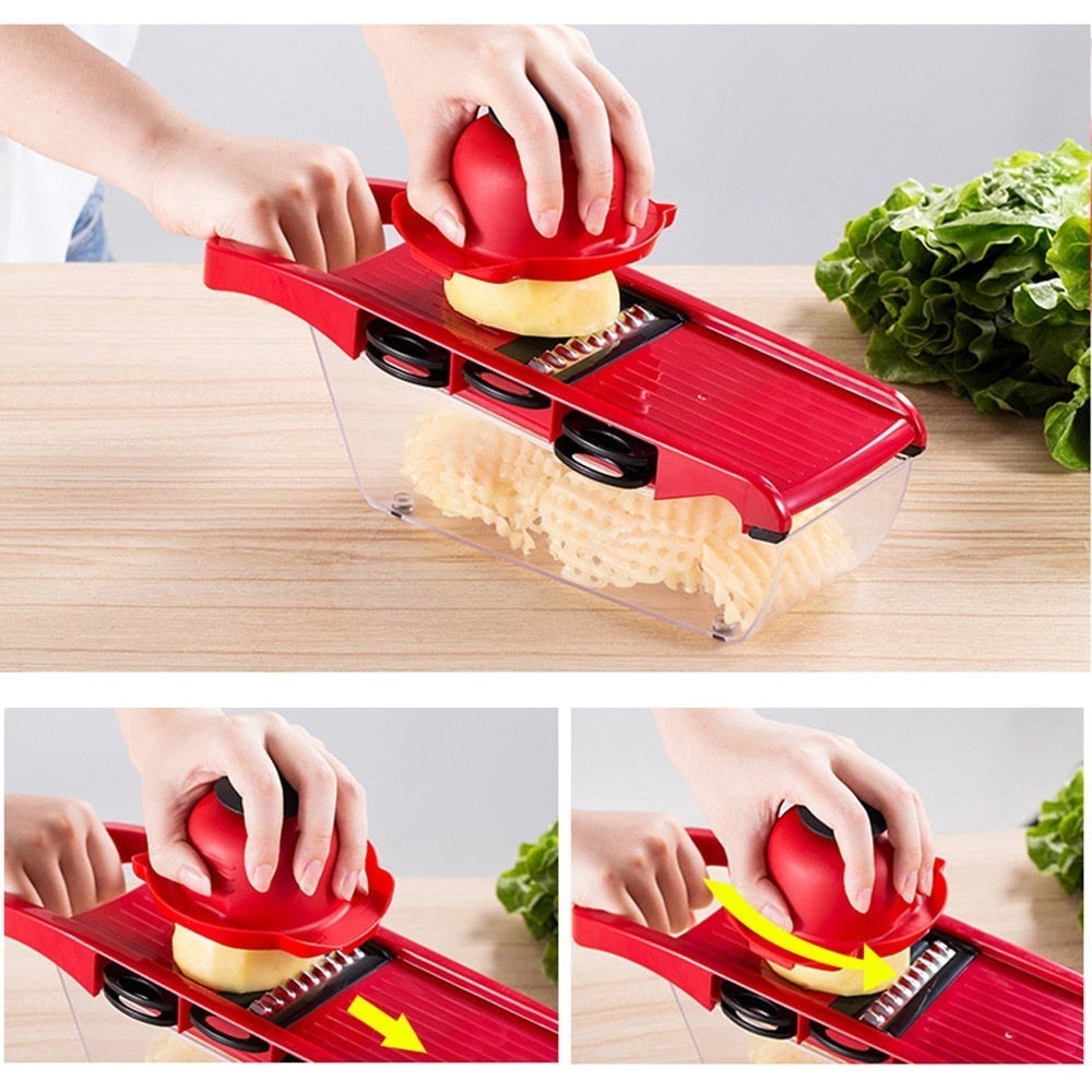 6-Blade Stainless Steel Vegetable Cutter for Effortless Slicing