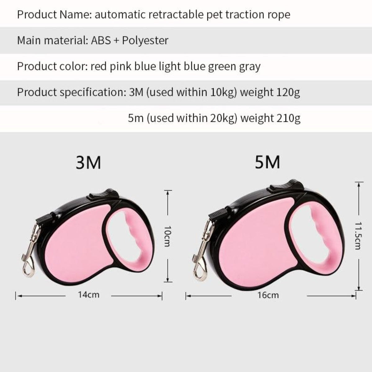 5-Meter Long Retractable Leash for Dogs made of Nylon