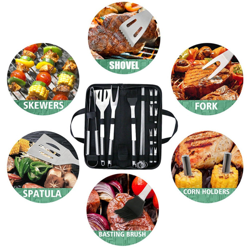 20-Piece Stainless Steel Barbecue Utensil Set