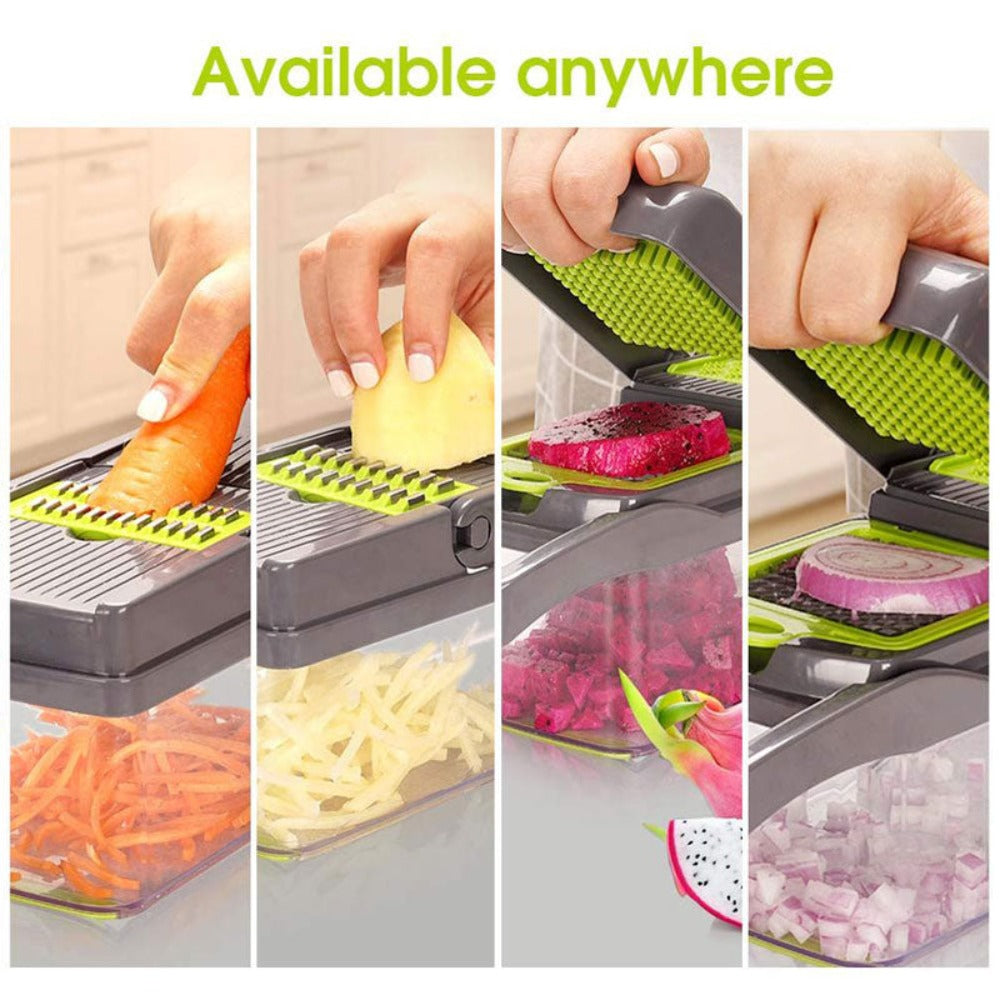 Vegetable and Fruit Slicer with Multi-Purpose Functionality and Convenient Food Storage