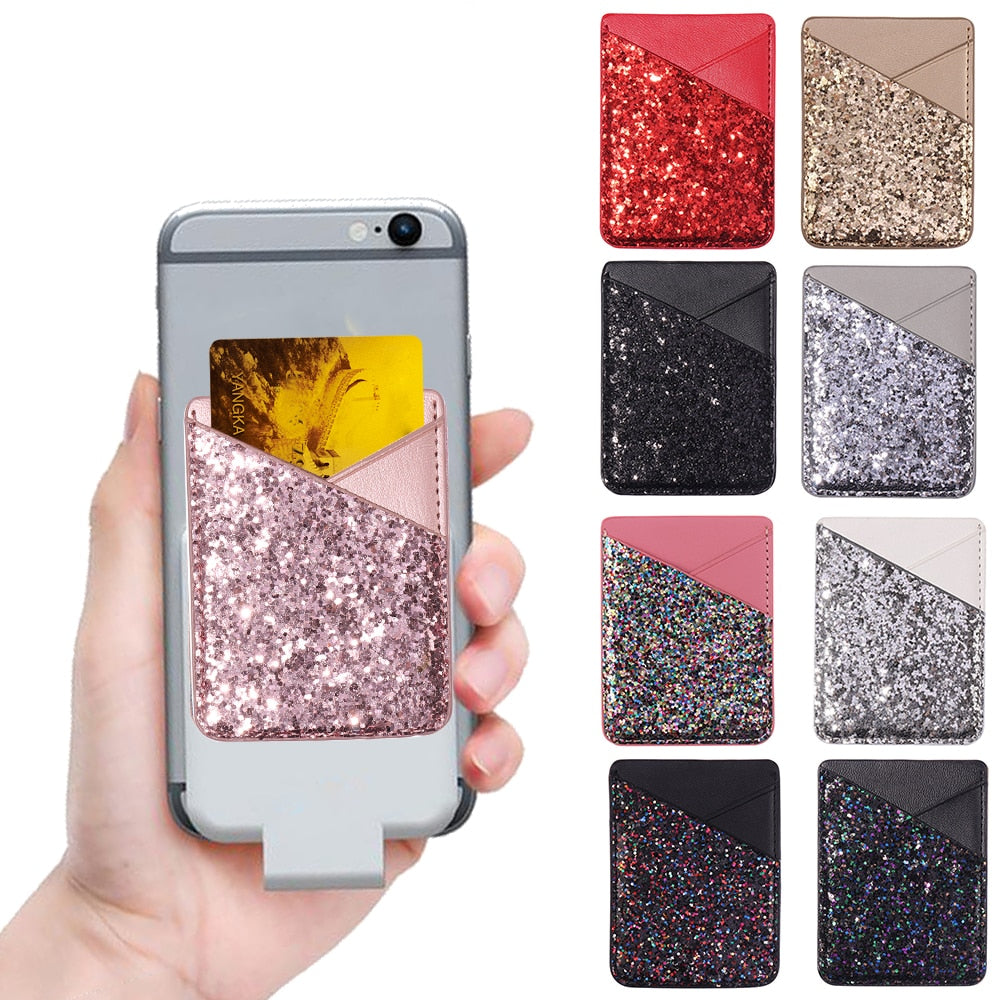 Universal Sparkling Sequins Adhesive Pocket for Mobile Phone Covers