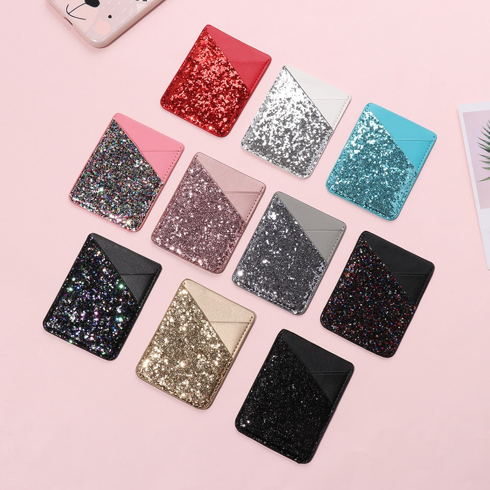 Universal Sparkling Sequins Adhesive Pocket for Mobile Phone Covers