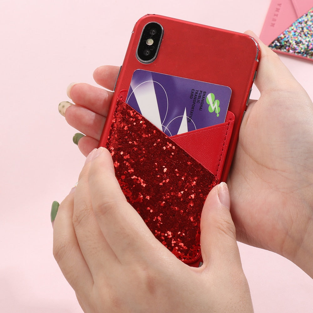 Universal Sparkling Sequins Adhesive Pocket for Mobile Phone Covers