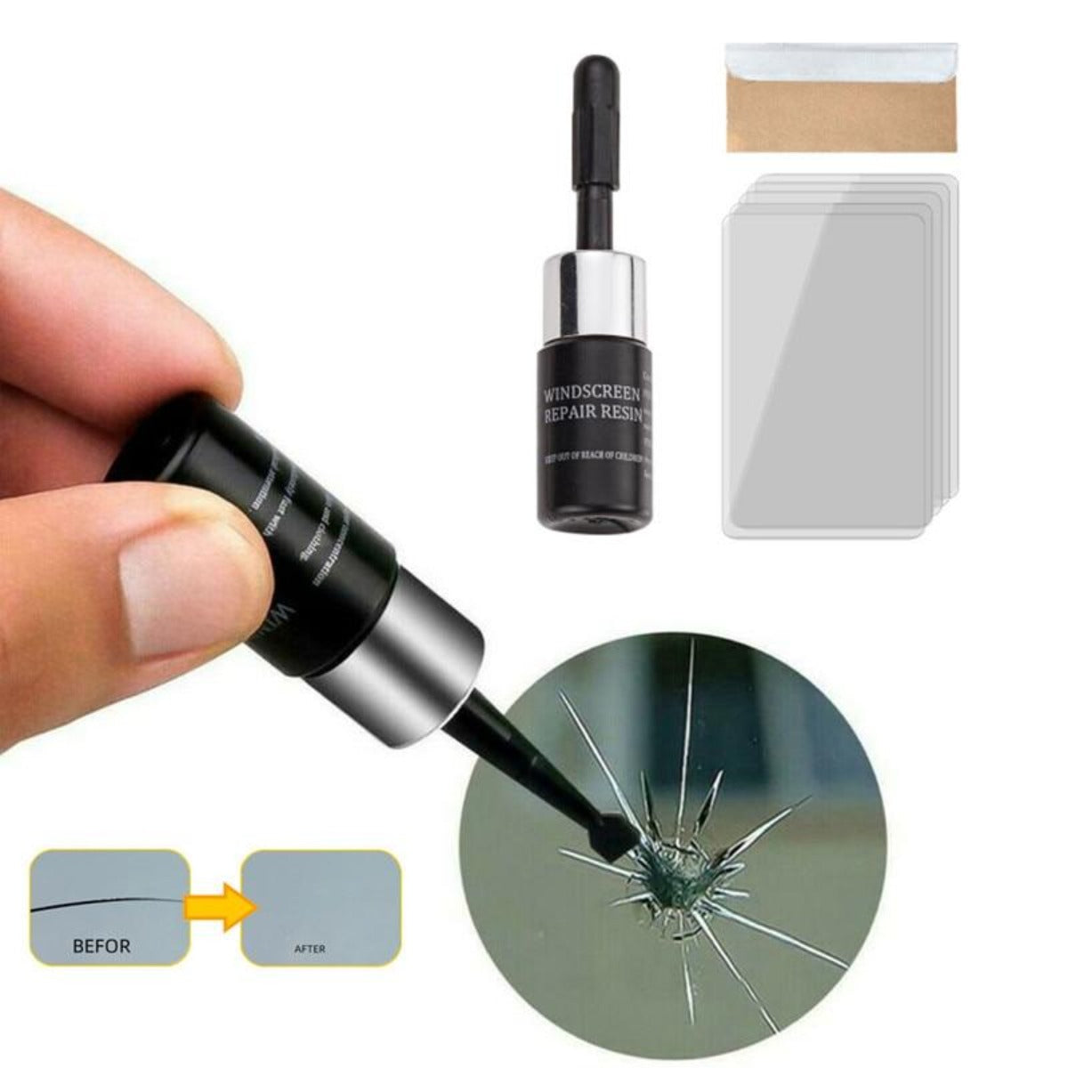 Windshield Repair Resin Kit with 5 Bottles for Auto Glass