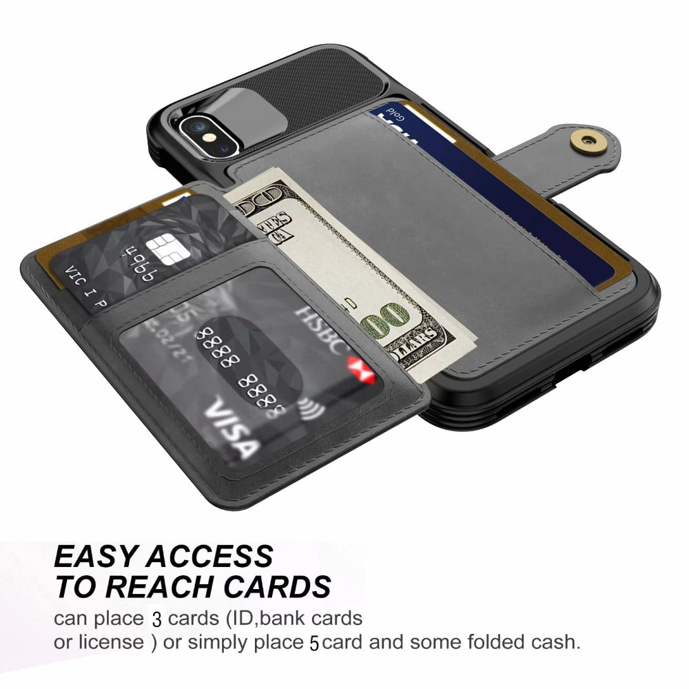 Magnetic Leather Wallet Armor Case for iPhone - Ensuring Complete 360-Degree Protection
