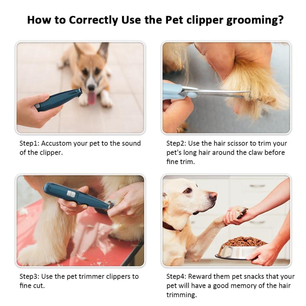 LED Light Pet Grooming Clippers for Paws and Fur Trimming