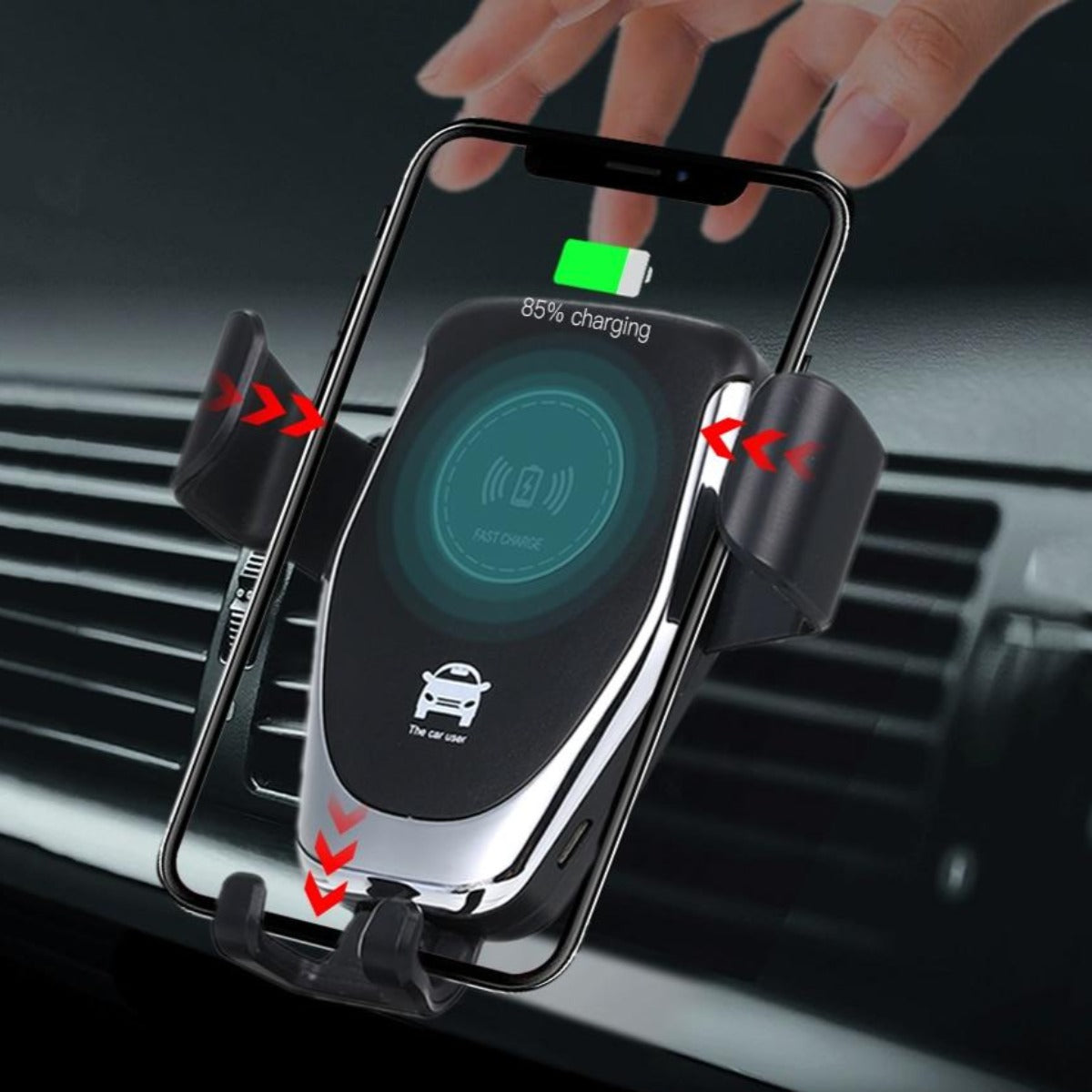 Universal Car Mount Holder with Qi-X Wireless Charging Technology