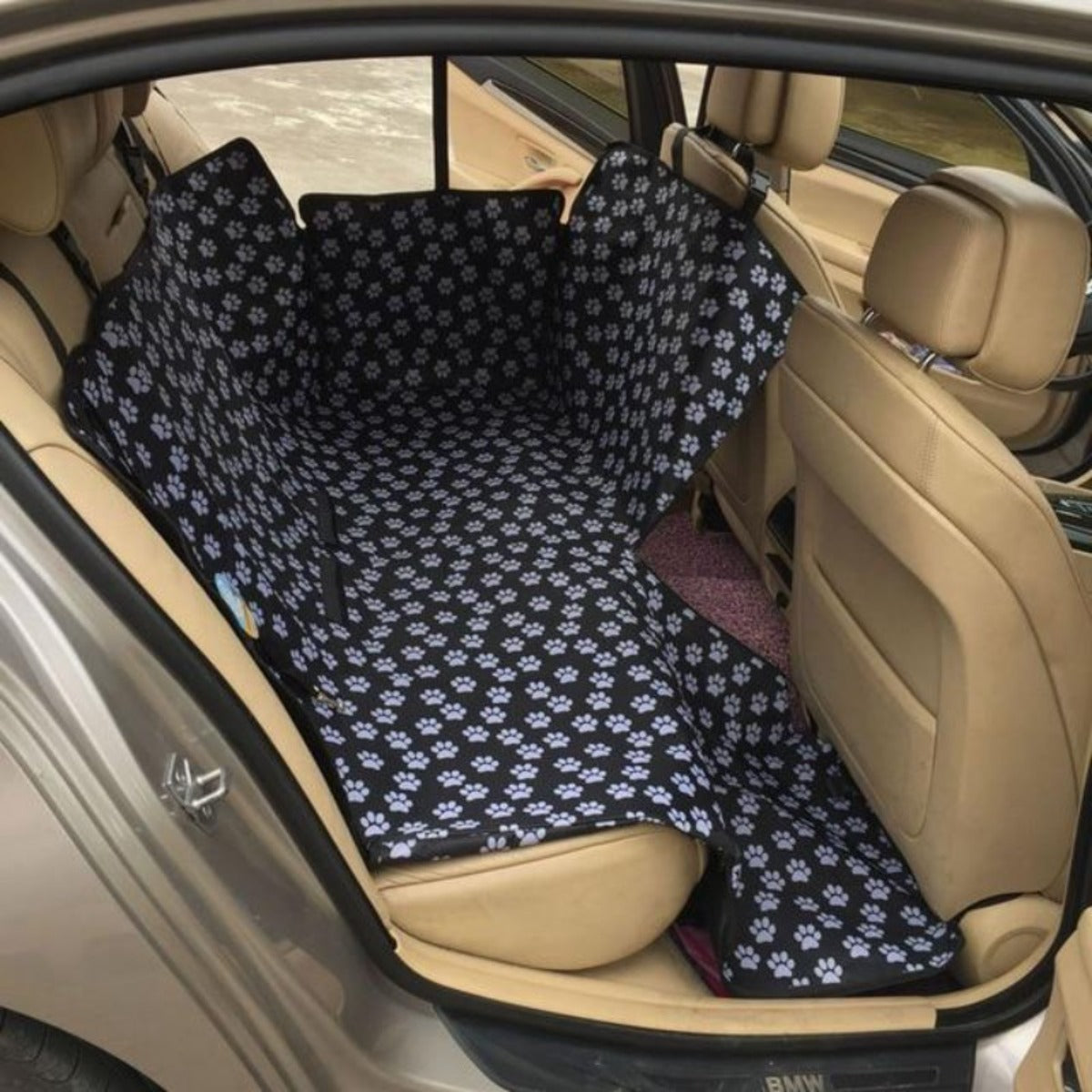 Water-Resistant Car Seat Protector for Dogs with Paw Design