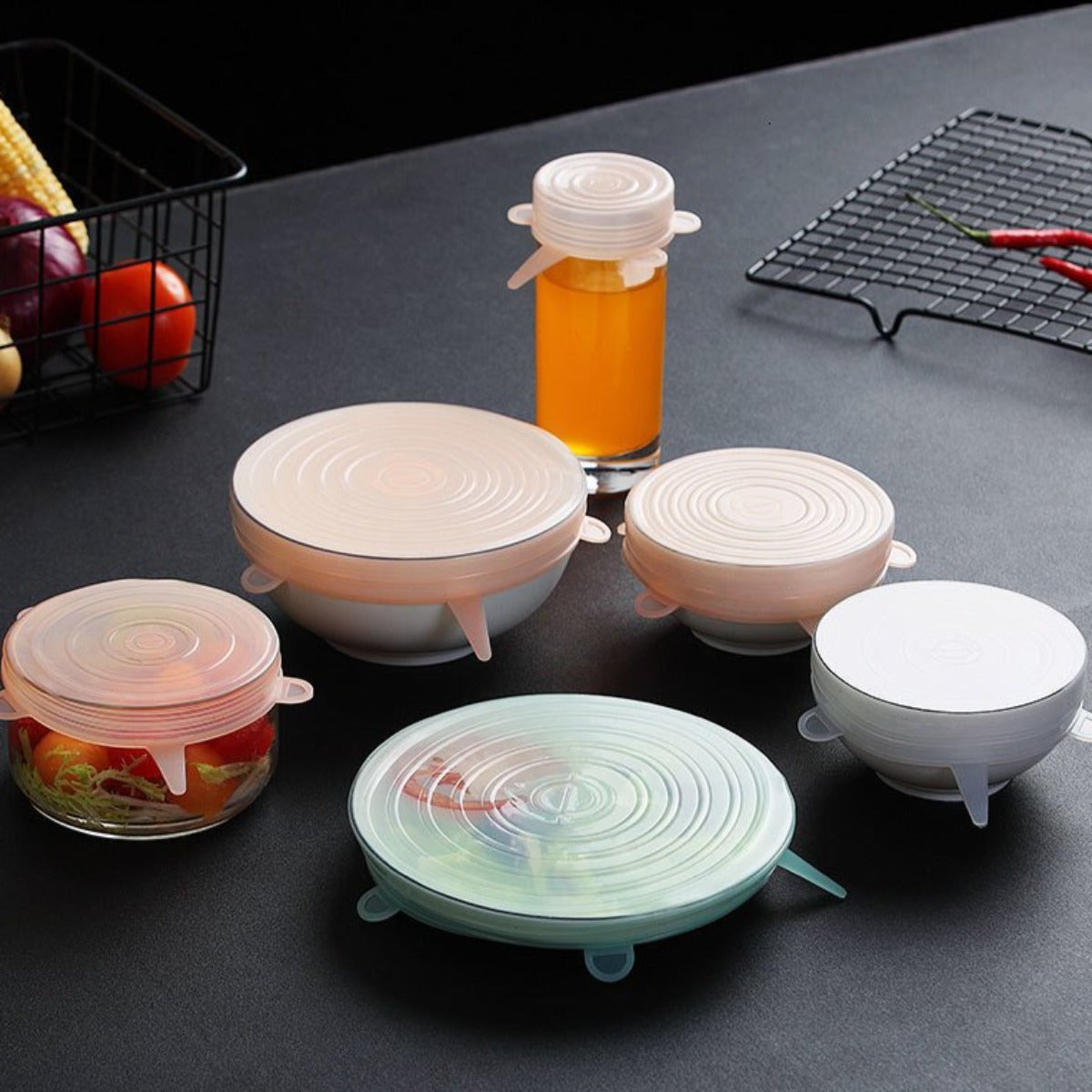 Silicone Cover Set for Food Storage (6 Pieces)