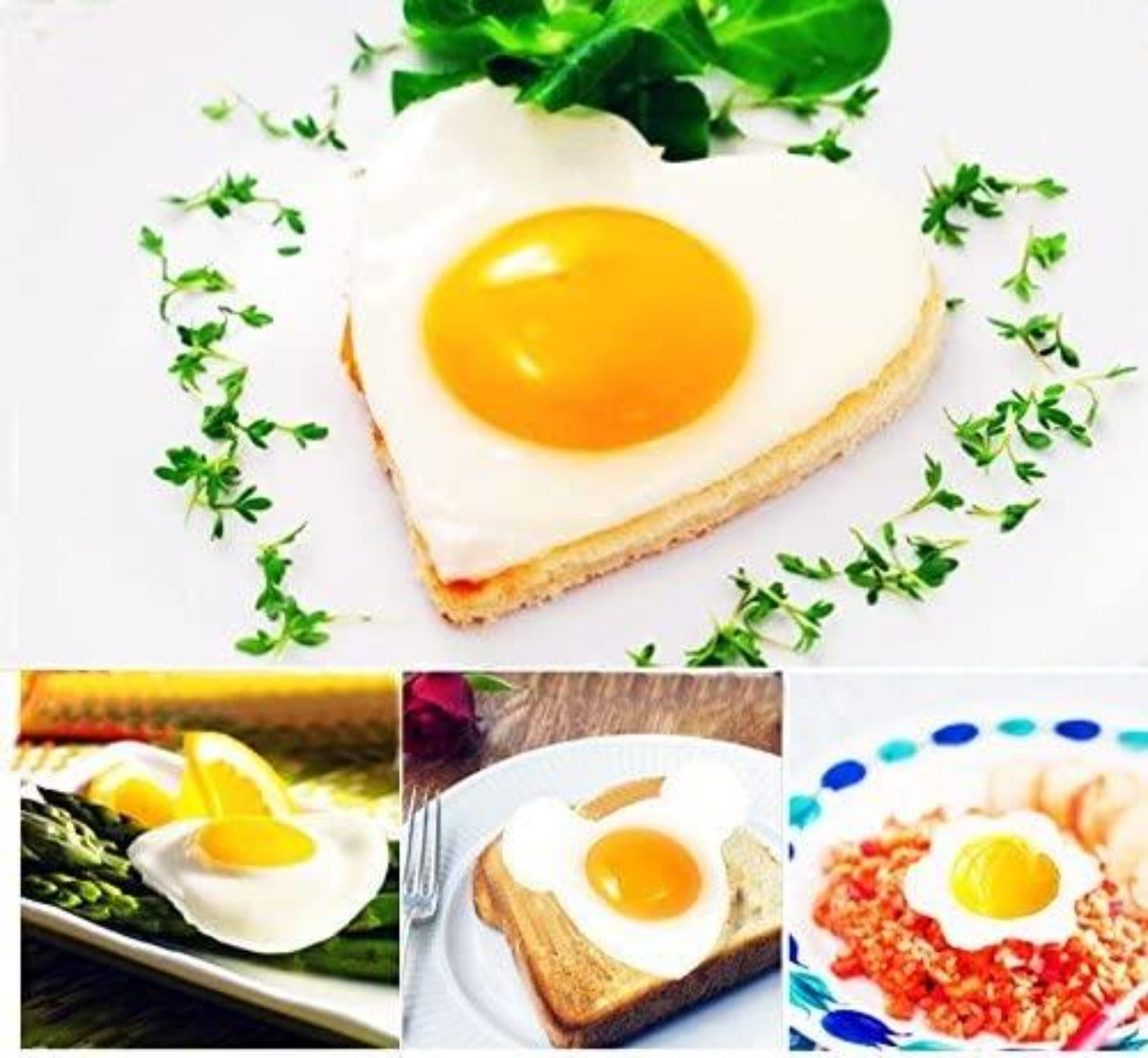 5 Piece Set of Stainless Steel Molds for Eggs and Pancakes