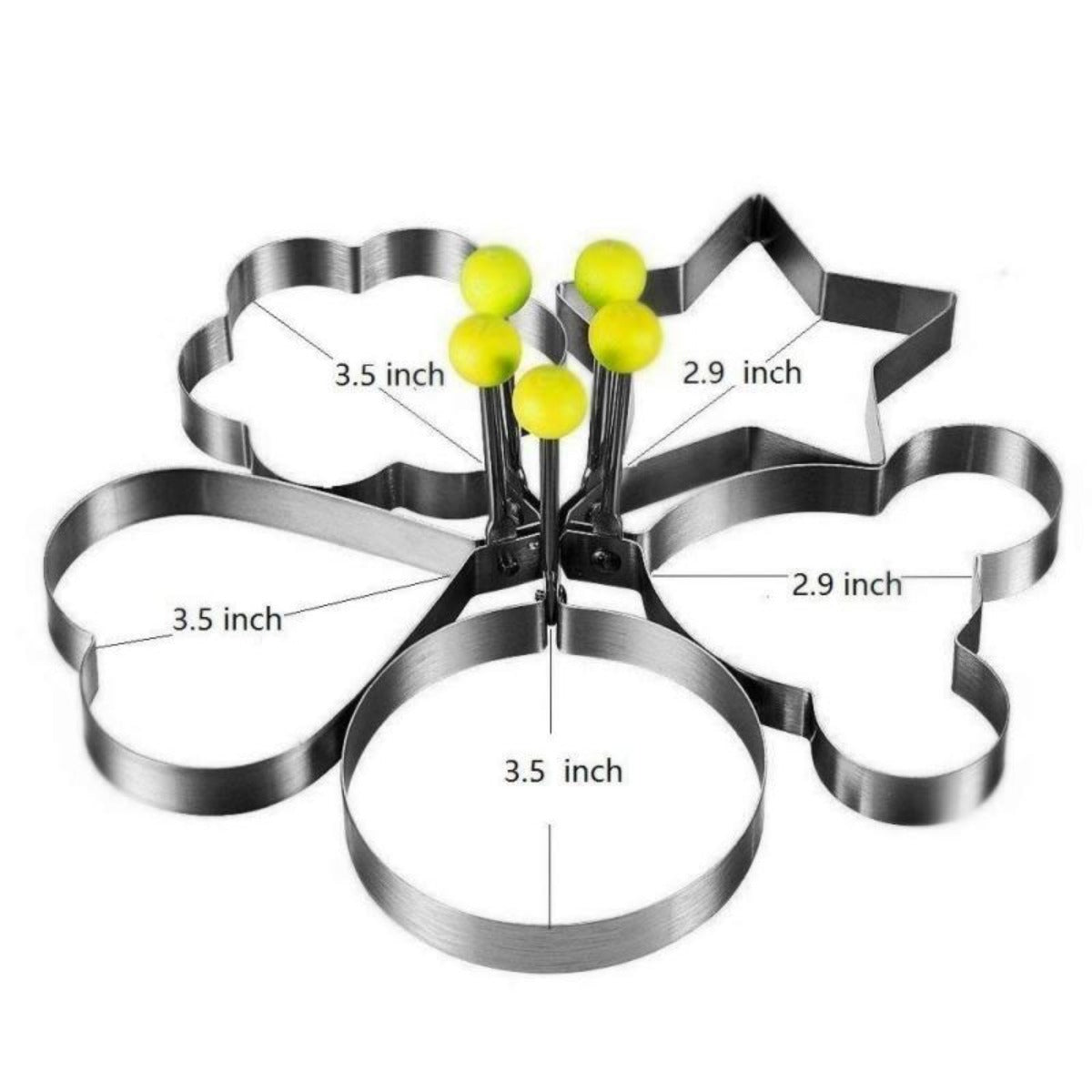 5 Piece Set of Stainless Steel Molds for Eggs and Pancakes