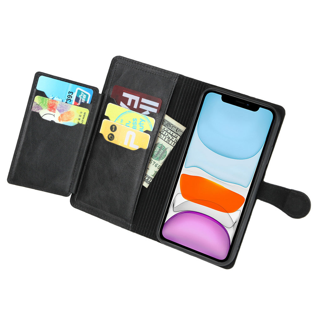 Wireless Charging Compatible Flip Case with Zippered Wallet for iPhone X to 14 Series