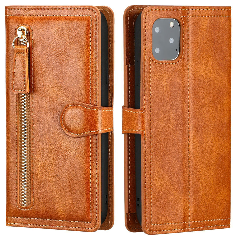Wireless Charging Compatible Flip Case with Zippered Wallet for iPhone X to 14 Series