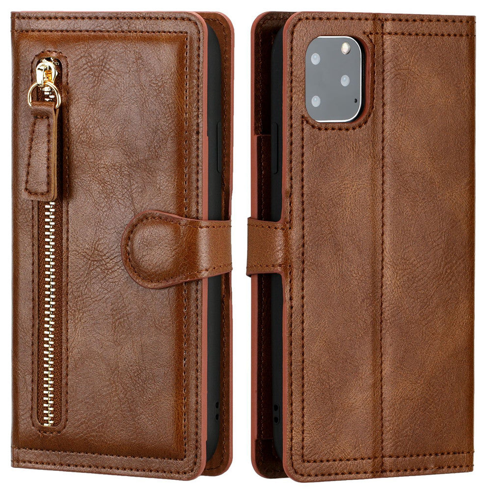 Wireless Charging Compatible Flip Case with Zippered Wallet for iPhone X to 14 Series