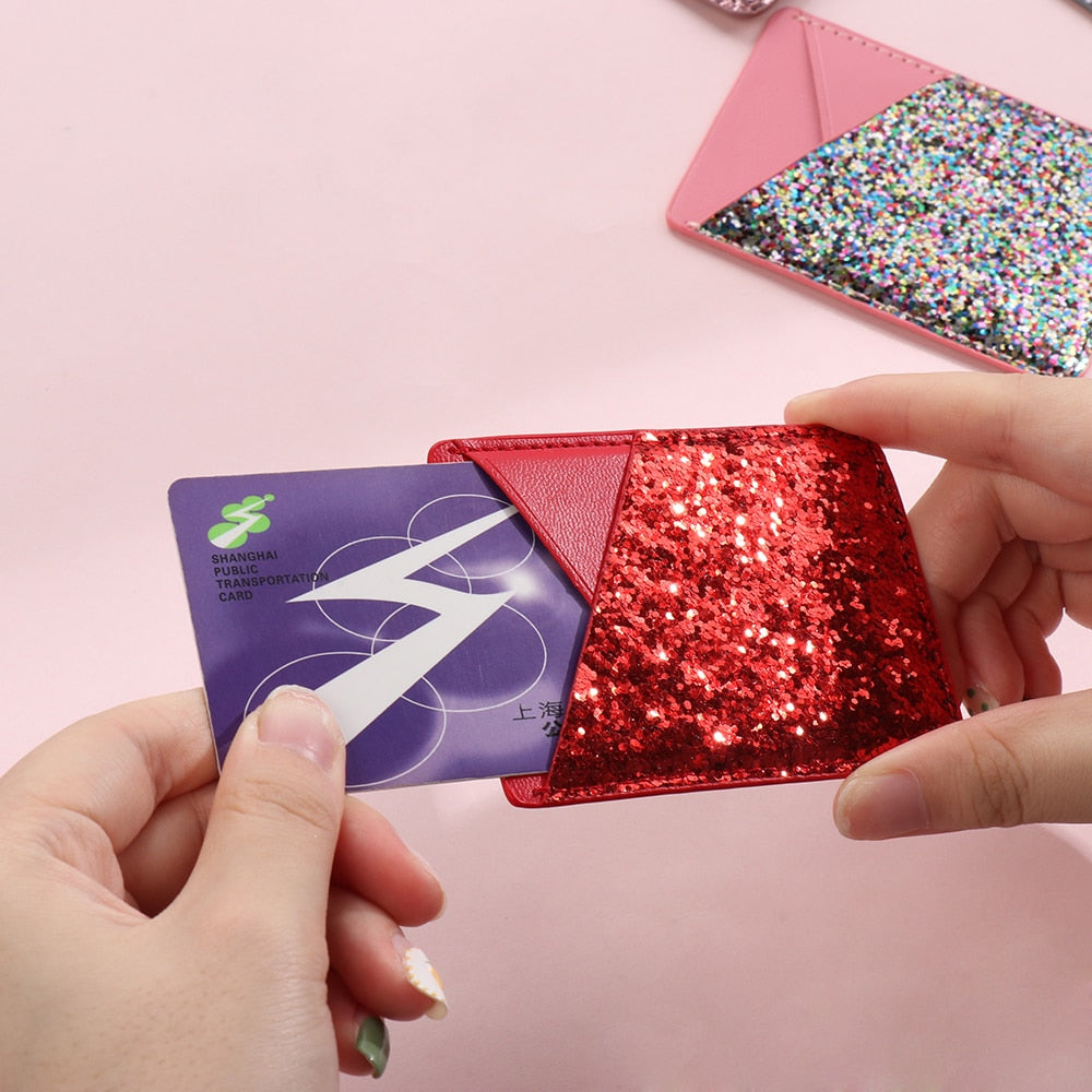 Universal Sparkling Sequins Adhesive Pocket for Mobile Phone Covers