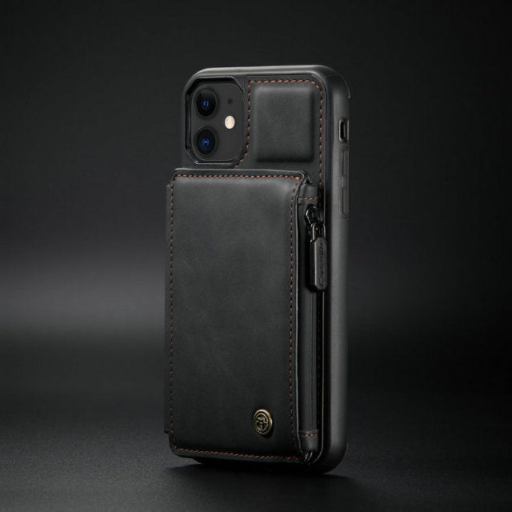 Slim Back Case with Zipper for iPhone 11 to 15 Series