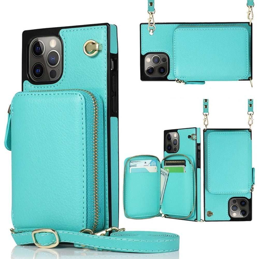 Adjustable Crossbody Strap Zippered Wallet Case for iPhone - Ensuring Clarity and Distinction from the Original Product