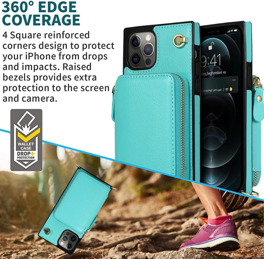 Adjustable Crossbody Strap Zippered Wallet Case for iPhone - Ensuring Clarity and Distinction from the Original Product