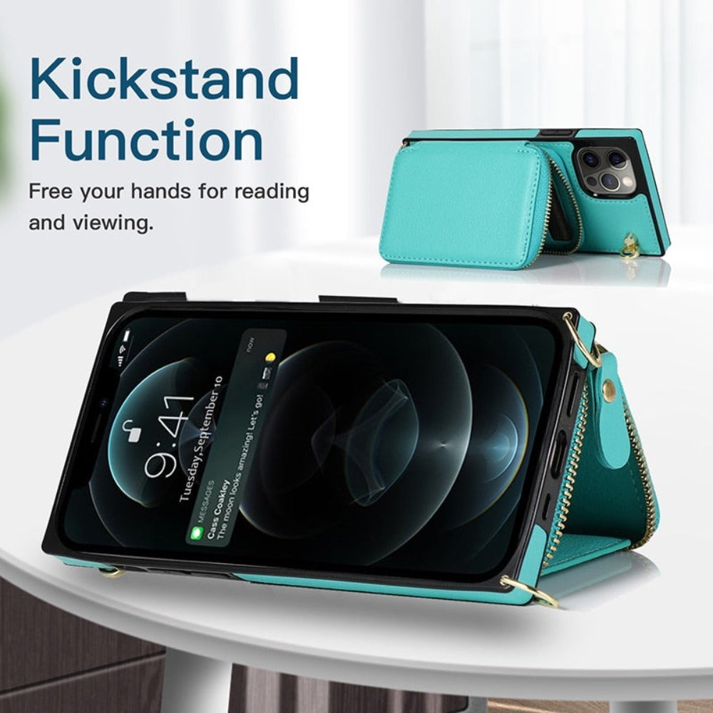 Adjustable Crossbody Strap Zippered Wallet Case for iPhone - Ensuring Clarity and Distinction from the Original Product