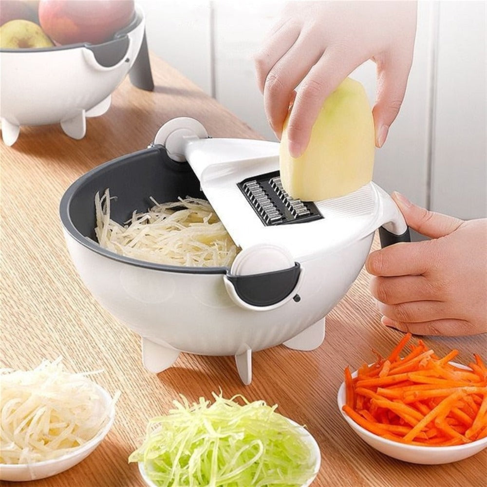 Stainless Steel Vegetable Slicer with Multi-Functional Draining Basket
