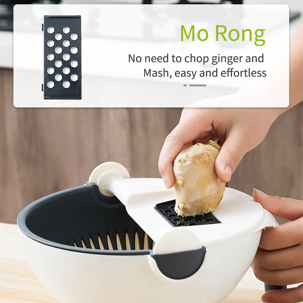 Stainless Steel Vegetable Slicer with Multi-Functional Draining Basket