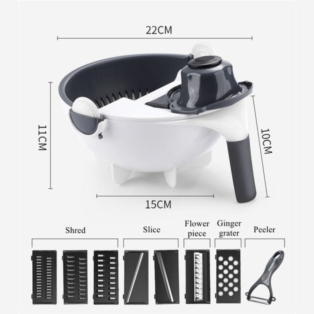 Stainless Steel Vegetable Slicer with Multi-Functional Draining Basket