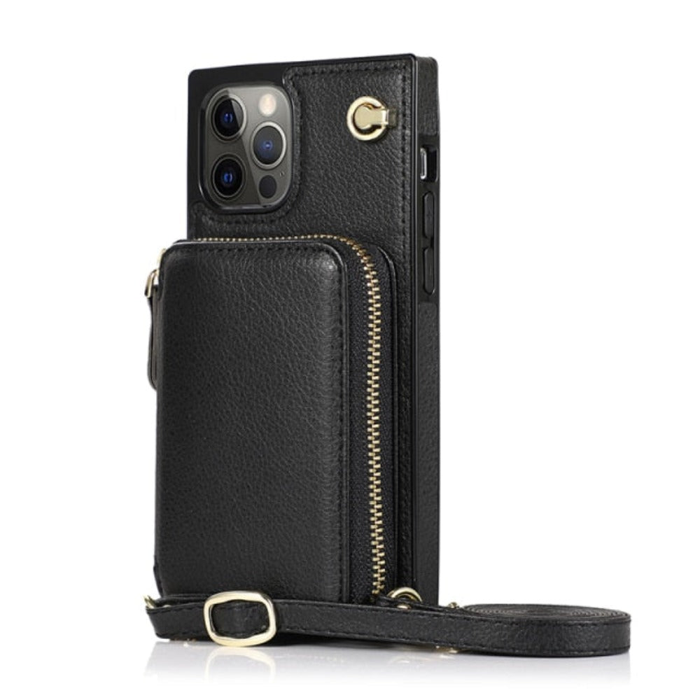 Adjustable Crossbody Strap Zippered Wallet Case for iPhone - Ensuring Clarity and Distinction from the Original Product