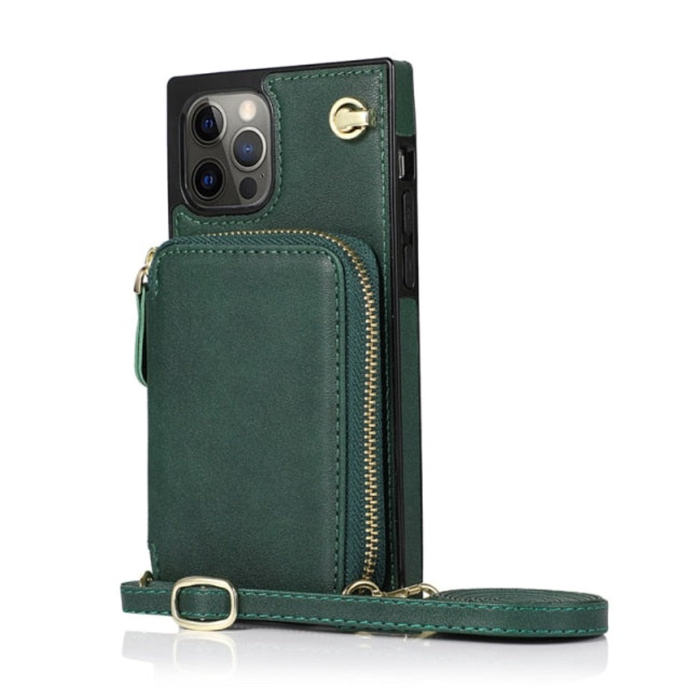Adjustable Crossbody Strap Zippered Wallet Case for iPhone - Ensuring Clarity and Distinction from the Original Product