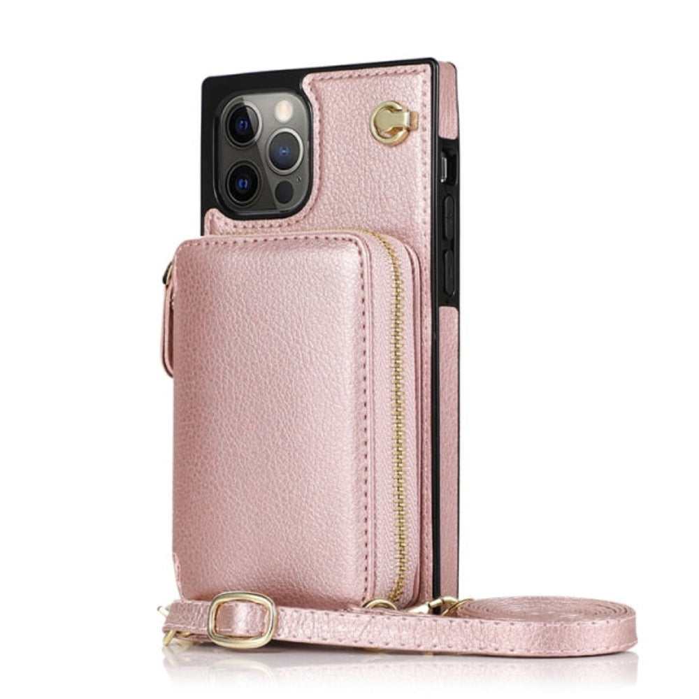 Adjustable Crossbody Strap Zippered Wallet Case for iPhone - Ensuring Clarity and Distinction from the Original Product