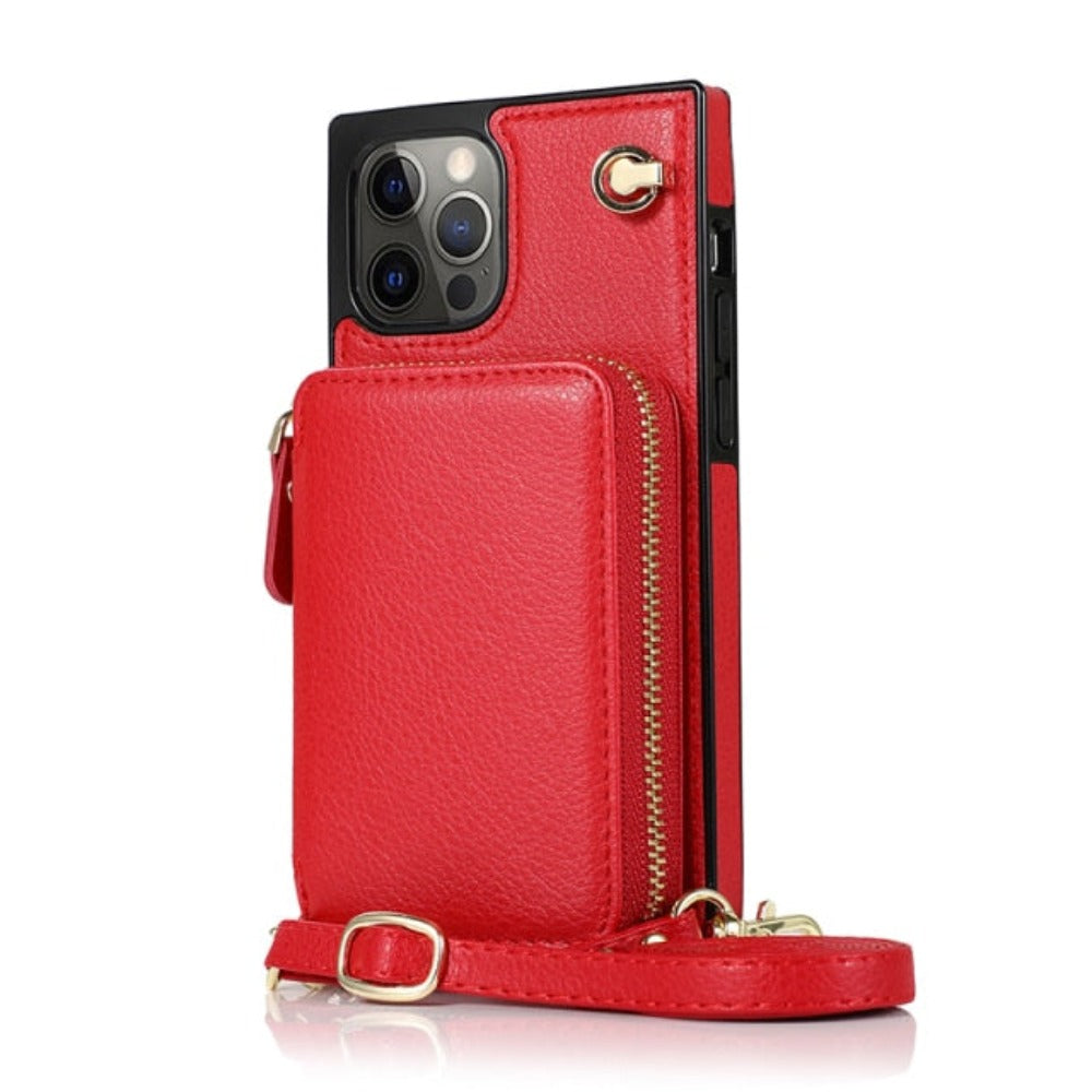Adjustable Crossbody Strap Zippered Wallet Case for iPhone - Ensuring Clarity and Distinction from the Original Product