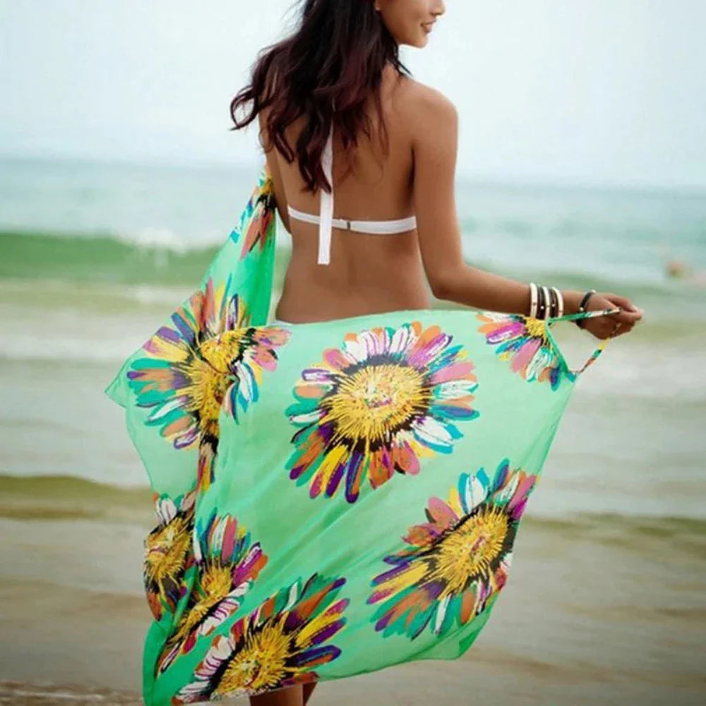 Wrap Style Sunflower Swimsuit Cover-Up
