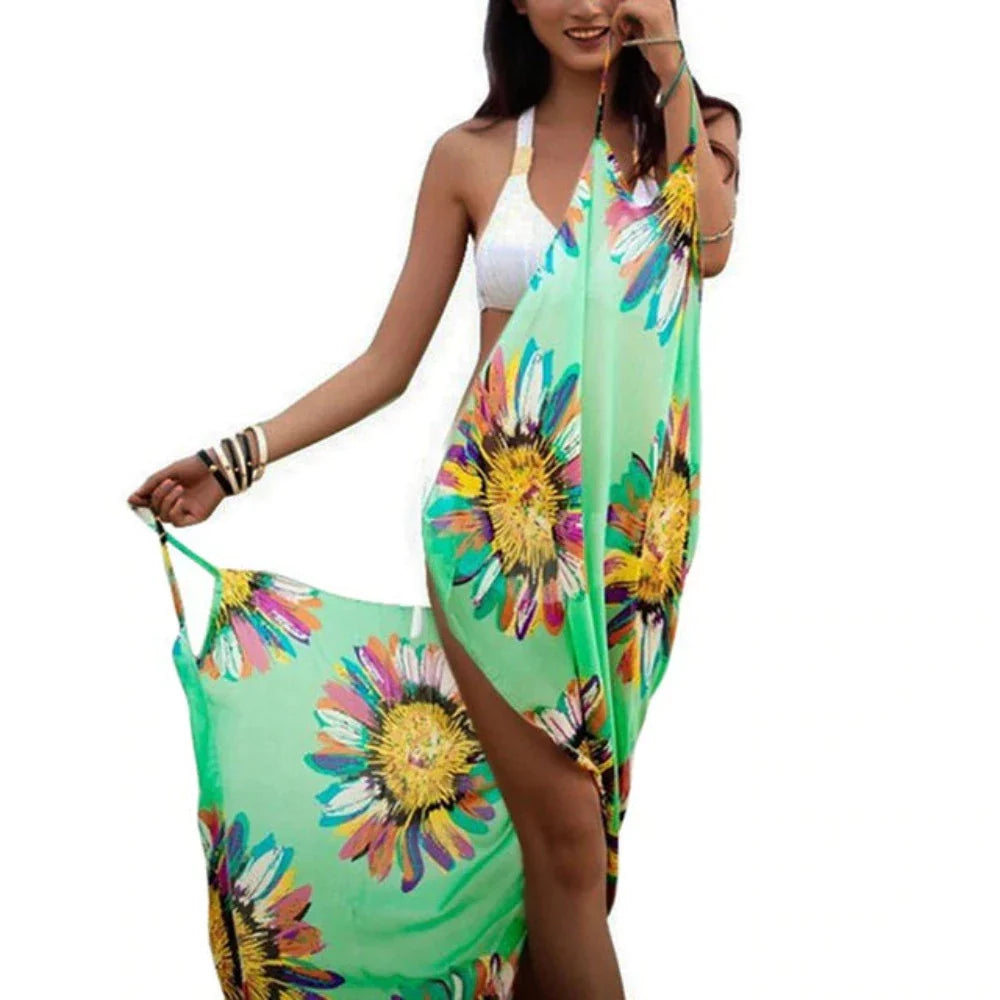 Wrap Style Sunflower Swimsuit Cover-Up