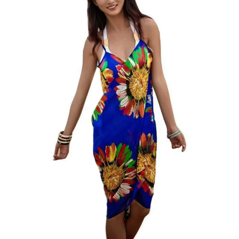 Wrap Style Sunflower Swimsuit Cover-Up
