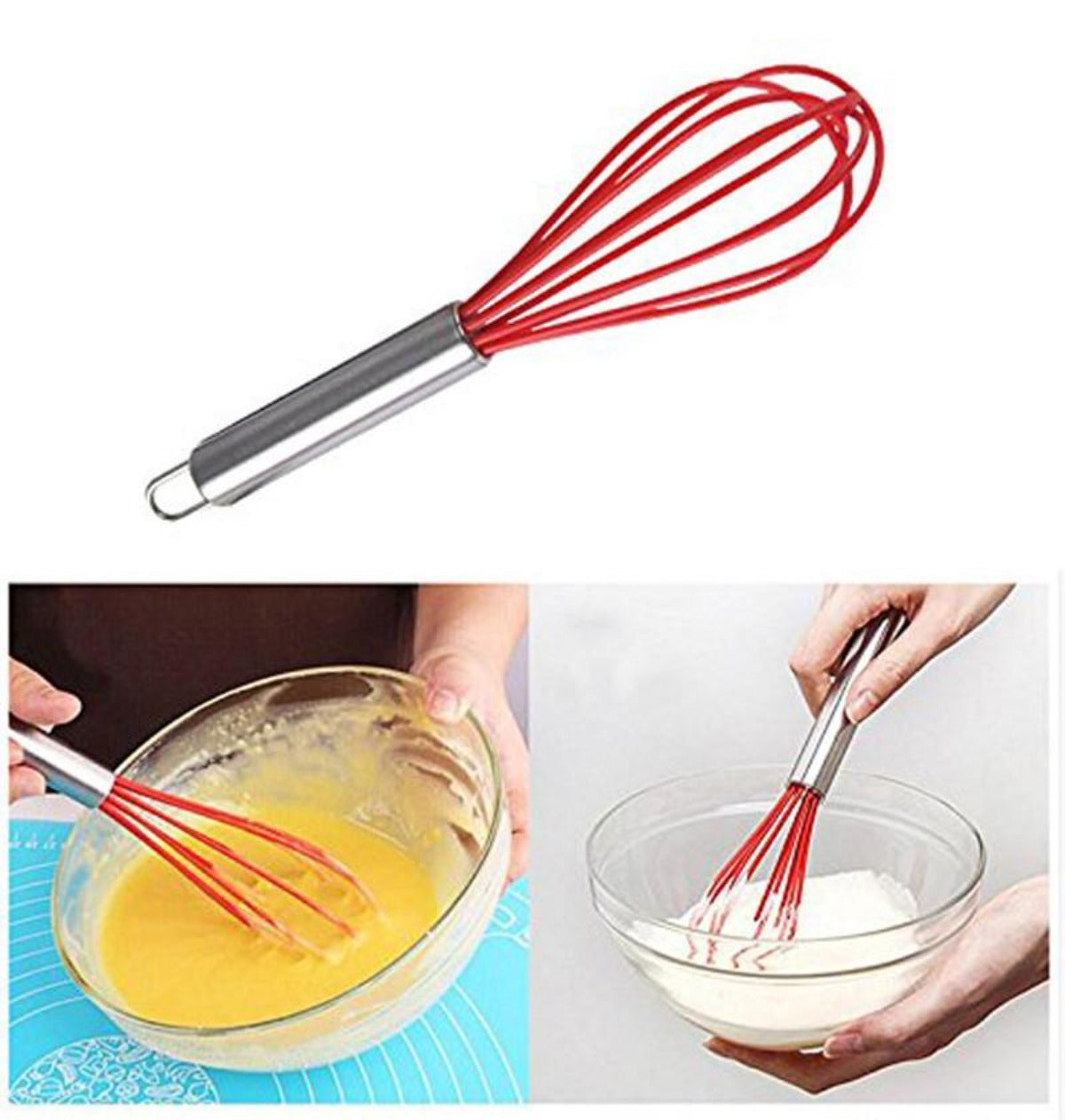 Silicone Egg Beater Set - 4 Piece Set with Non-Stick Feature