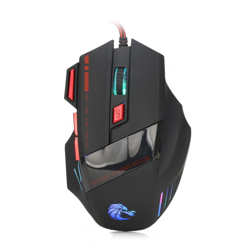 Wholesale USB Optical Wired Gaming Mouse with 7 Buttons and 3200DPI