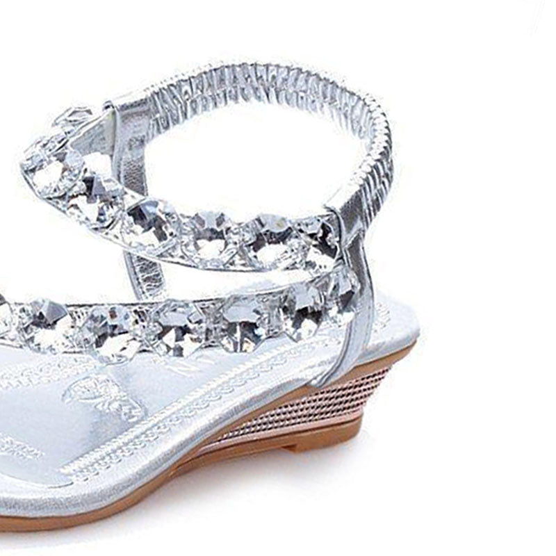 Silver Rhinestone Women's Slip-On Sandals