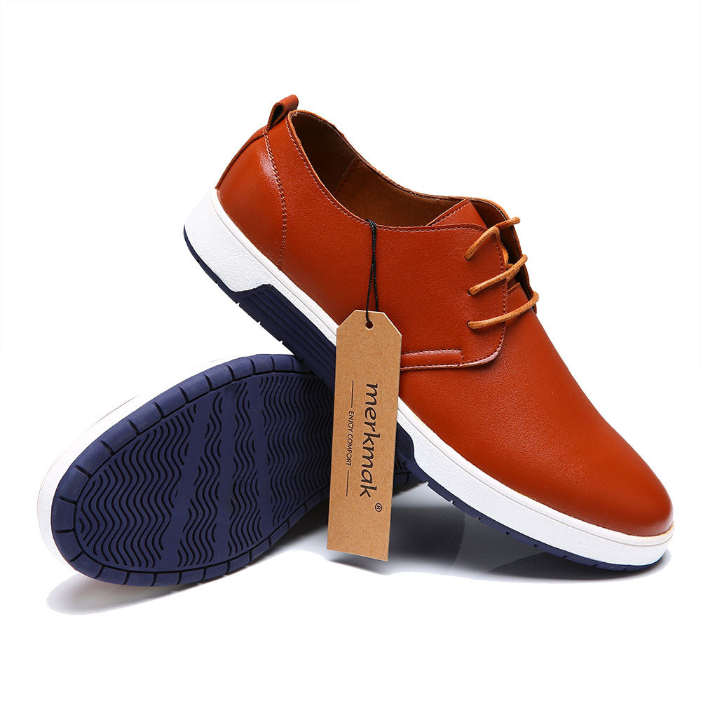 Blue Leather Shoes for Men's Casual Street Fashion