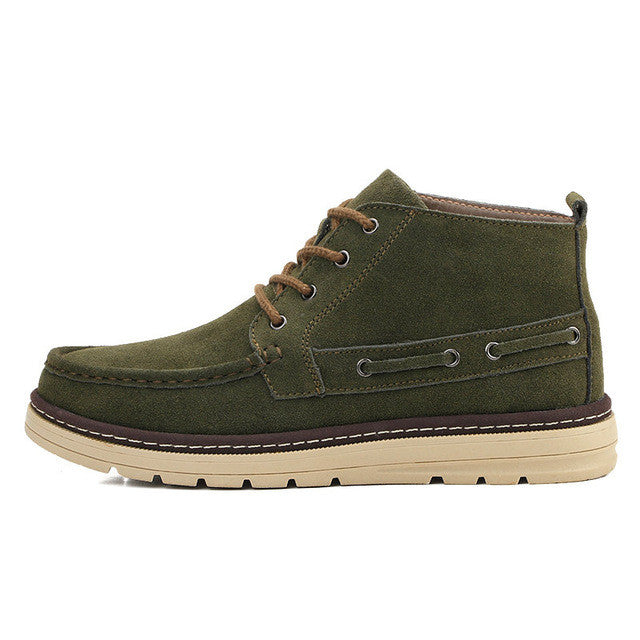 Suede Leather Lace Up Ankle Boots for Men