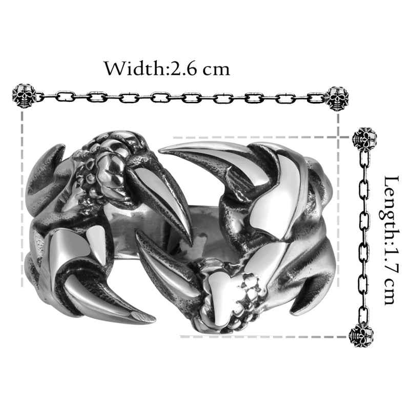 Stainless Steel Dragon Claw Ring for Men with a Biker Style
