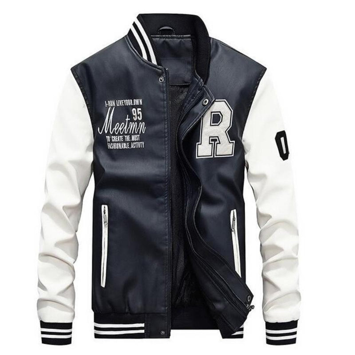 Men's Synthetic Leather Baseball Jacket