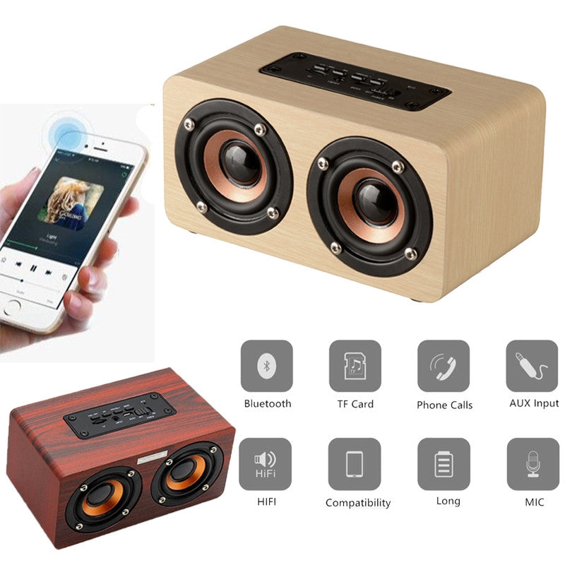 Wooden Retro Bluetooth Speaker with Vintage Design