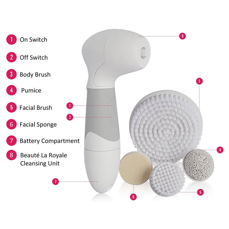 Water-Resistant 4-in-1 Portable Versatile Facial Brush Cleanser and Blackhead Extractor