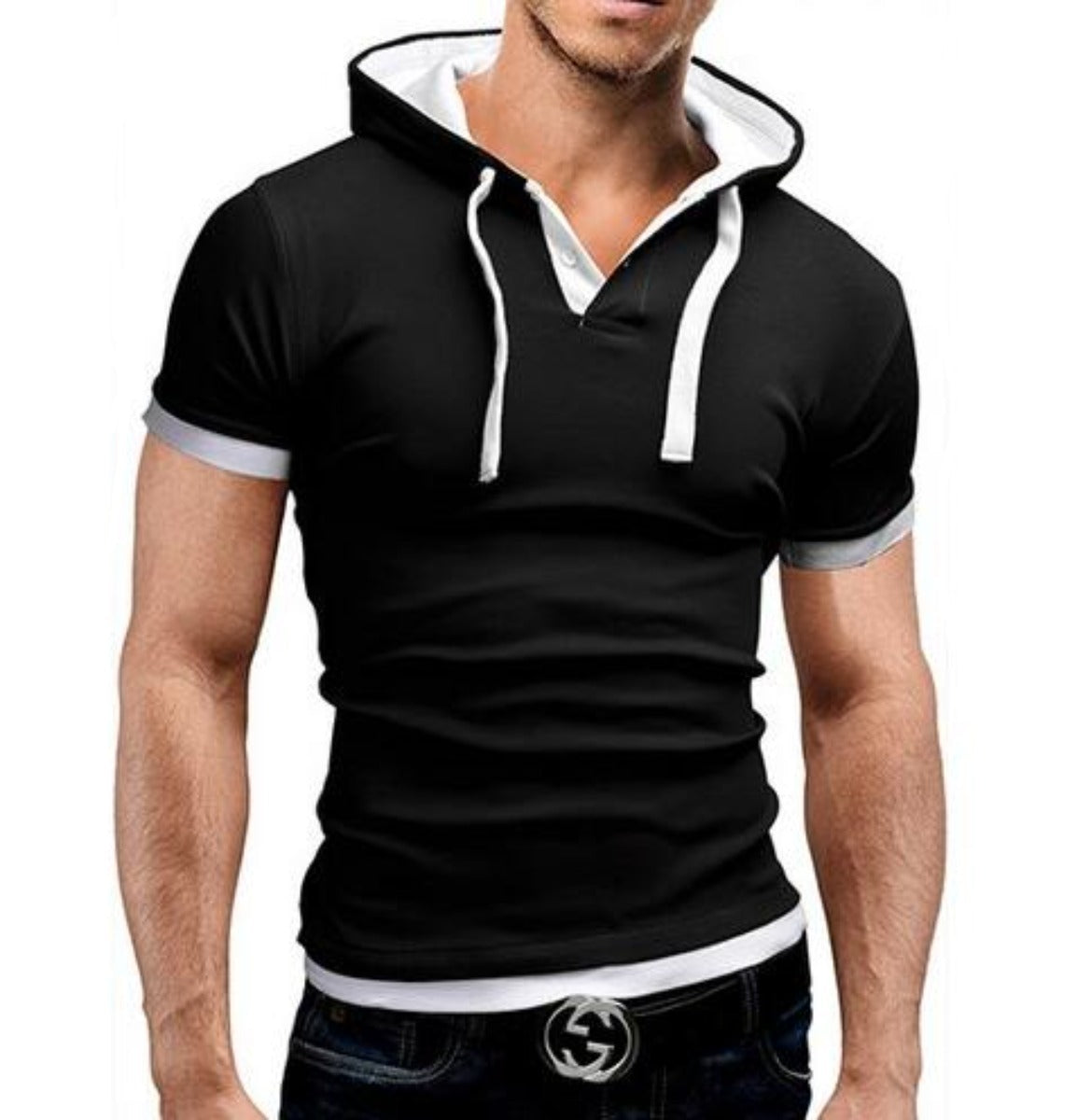 Short Sleeve Hooded Tee for Men